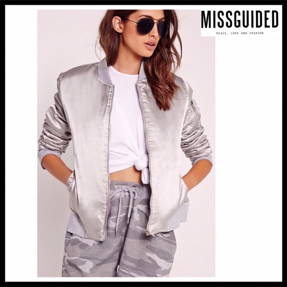 Missguided Jackets & Blazers - LUXE SATIN MOTO BOMBER JACKET